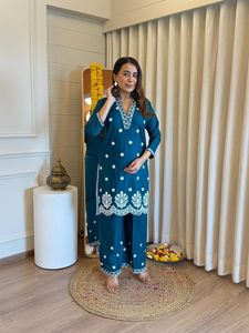 Puro algodón Kurta Pant Plaza en hermoso debe tener en su armario para su uso diario Oficina desgaste étnico indio pakistaní - Product Image 3