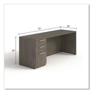 Alera AE1NZK-UF2472S Série Seville 72 pouces. X 24 pouces X 29 In. Credenza avec meuble de rangement de bureau à piétement gauche en noyer - Product Image 6