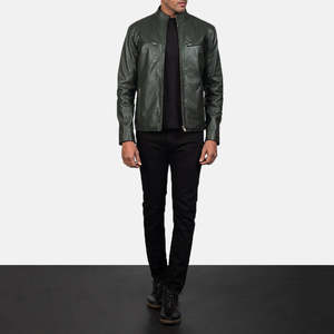 Reversible <b>Sheepskin</b> & Cowhide Leather Biker <b>Jacket</b>-Genuine Leather XS High Quality Standing Collar - Product Image 4