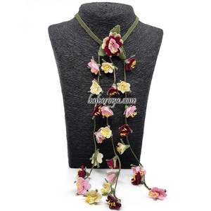 สร้อยคอแฟชั่น İğne oyasıfular kolye pembe renkli özel mürdüm - Product Image 1