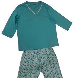 Pantalon de pyjama d'été pour dames en coton doux imprimé pour la maison Vêtements biologiques de couleur unie en gros d'Inde - Product Image 1