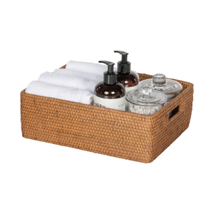 American Plastic Handle Hand-Woven Rectangle Storage Basket Size S Household Sundries Basket Handmade Eco-Friendly Multifunction - Product Image 5