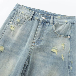 กางเกงยีนส์ขาบานสำหรับผู้หญิงกางเกงแฟชั่นระบายอากาศผ้าฝ้ายใหม่ - Product Image 3