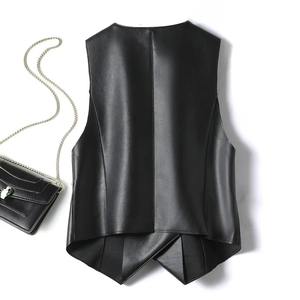 Winter <b>Black</b> Soft Pu Leather Eco-Friendly <b>Vest</b> Double-breasted Elegant Office Sleeveless Waistcoat Outerwear for Men - Product Image 5