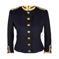 Uniforme militaire français grande taille, longue veste en laine avec garniture en fourrure de mouton