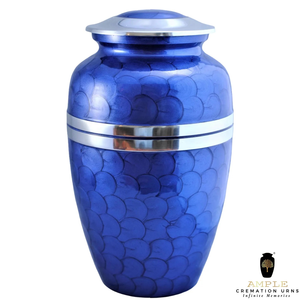 Blue Metal Cremation <b>Urn</b> Premium Aluminum <b>Urn</b> with Meena Coating <b>Large</b> 220 cu in Capacity Leakproof & Engravable Memorial <b>Urn</b> - Product Image 2