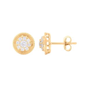 ต่างหูเพชรทรงกลมทรงกลมรัศมีคู่ - Product Image 3