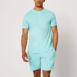 Conjunto de Camiseta y Pantalones Cortos Casuales para Hombre, 100% Algodón, Transpirable, de Secado Rápido, Color Sólido, Logotipo Personalizado OEM - Product Image 4