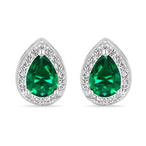 Juego de Joyería Zarkan Verde Plateado con Diseño de Gota de Agua en Oro para Regalo de Boda, con Base de Cobre, Perlas, Diamantes y Circonitas Geométricas - Product Image 4