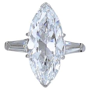 Elegante Anillo de Compromiso con Diamante Moissanita Cultivado en Laboratorio, Corte Marquesa de 3ct/4ct, Chapado en Plata, Certificado IGI, Corte Brillante - Product Image 3