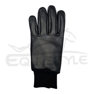 Guantes de cuero genuino para hombre con puño costilla, guantes de conducción de invierno cálidos de moda para adultos personalizados OEM - Product Image 2