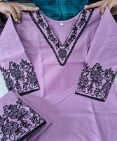 Ensemble coordonné en coton slub brodé FANCY TESLA, vêtement ethnique multicolore de luxe à séchage rapide, pour usage quotidien, prix de gros