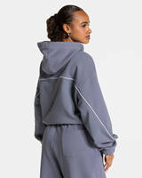 Conjunto de Sudadera con Capucha y Pantalones Deportivos Holgados con Ribete, Diseño Personalizado, Traje Deportivo de Dos Piezas, Ropa Deportiva Urbana, Traje Deportivo Extra Grande para Mujer