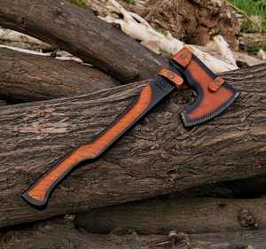 Hache viking à lame en acier à haute teneur en carbone de qualité supérieure, fabriquée à la main, vente en gros, avec manche en bois pour le camping, hachette avec fourreau - Product Image 6