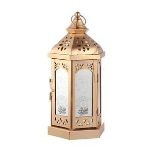 Elegant Gold Metal <b>Lantern</b> with Glass Panels <b>Moroccan</b> Cut Dome Design Sturdy Handle Warm Candle Glow for Luxury Home Decor - Product Image 6