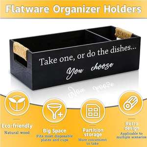 Boîte de rangement pour couverts en bois de pin peint, écologique, pour organiser les couverts et les ustensiles de cuisine - Product Image 5
