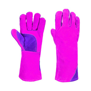 Cuir de vachette fendu pouce paume gants de soudage Protection des mains ignifuge résistant à l'abrasion gants de barbecue - Product Image 3