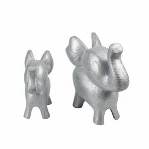 Juego de Figuras de Elefantes de Aluminio Plateado - Estatuas de Animales de Metal de Lujo para Decoración del Hogar y la Oficina, Regalos de Navidad y Adornos de Mesa - Product Image 1