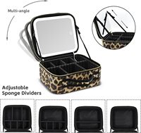 Trousse de Maquillage Grande Taille en PU Écologique MLG Personnalisée avec Miroir LED et Lumière Intégrée, Organisateur de Voyage Réglable en 3 Couleurs