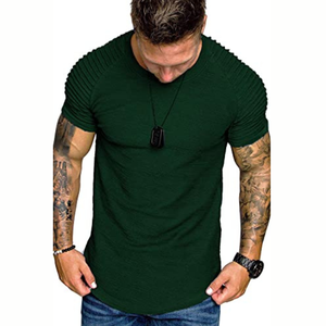 Camiseta muscular personalizada para hombre, camiseta plisada de manga raglán para culturismo y gimnasio, camisas de entrenamiento de manga corta, camisa Hipster - Product Image 4