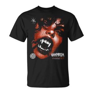 T-Shirt Gotica Scura Stile Y2K Grunge Streetwear, Nero e Rosso, Stile Emo Vampiro, T-Shirt Promozionale - Product Image 1