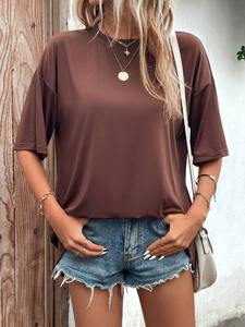 Camisetas de peso pesado para mujer, camiseta informal para mujer, camiseta de gran tamaño para mujer - Product Image 5