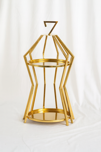 Soporte de pastel de lujo de estilo americano moderno, bandeja de servicio redonda de 2 niveles, soporte de pastel moderno en forma de jaula para decoración de fiestas de boda - Product Image 4