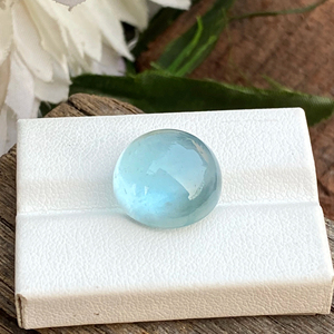 พลอยอะความารีนทรงกลมพลอยเทียมทรงหลวมมีความแวววาวตามธรรมชาติที่น่าสนใจสำหรับทำเครื่องประดับ15.11กะรัต - Product Image 1