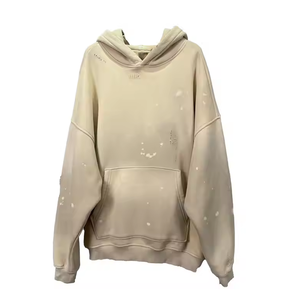 Sweats à capuche surdimensionnés en coton biologique 100% personnalisés pour hommes, vêtements de rue déchirés en détresse, tenue décontracté pour l'hiver - Product Image 1
