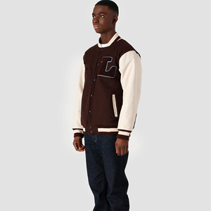 Veste de baseball universitaire en laine pour hommes sur mesure à forte demande col montant corps long conception OEM coton noir pour le printemps - Product Image 3