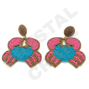 Boucles d'oreilles en perles de palmier de Floride pour femme Patriotic Orange White Blue Color pour mariage ou Memorial Day - Product Image 3