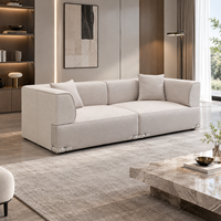 Modernes Designer-Modulsofa in Karamellbraunem Stoff, L-förmige Couch mit Chaiselongue für Luxusvilla-Innenräume