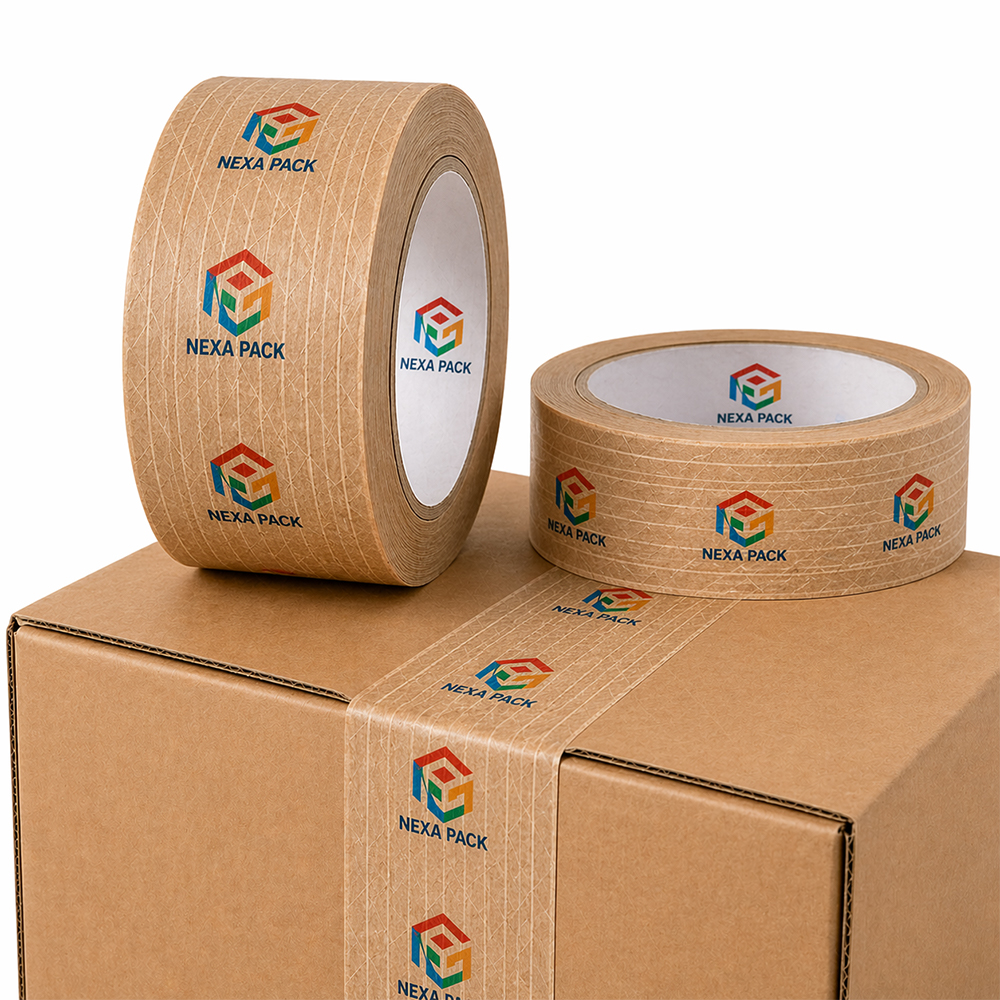 SHINY Bespoke Tear Resistant PTFE Reinforced Kraft Paper Packing Tape Strong Waterless Self-Adhesive Adhesive Sticker