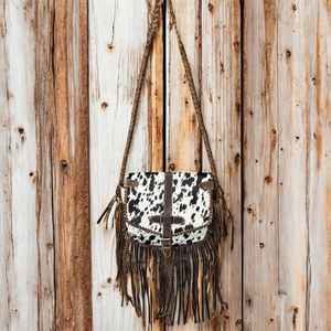 Bolso Bandolera Cruzado de Cuero Vacuno para Mujer, Estilo Bohemio, Ligero, Veraniego, con Flecos y Flores - Product Image 6