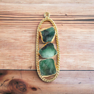 Esmeralda Raw Natural Gemstone Twisted Charm Pendant Making Jewelry - Product Image 1