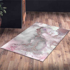 Shimmery Alcohol Ink Design Pink Marble <b>Chenille</b> Printed <b>Rug</b>,With Pile Soft <b>Rug</b> - Product Image 1