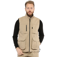 Gilet de travail utilitaire unisexe multi-poches coupe-vent à fermeture éclair pour la chasse, le camping et les activités de plein air, logo personnalisé