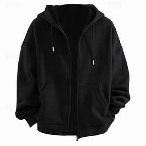 Sudadera con Capucha Extra Grande y Gruesa con Cierre para Hombre, Venta al Por Mayor OEM |   Sudadera con Capucha de Felpa 100% Algodón Estilo Hip Hop Urbano con Logotipo Personalizado - Product Image 3
