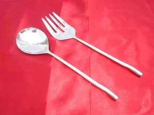 Hot Vantage Juego de servidores de ensalada de acero inoxidable Juego de cucharas de acero inoxidable Juego de servidores de ensalada de diseño simple niquelado pulido brillante - Product Image 5