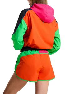 Conjunto de Chaqueta Corta y Pantalones Cortos Deportivos para Mujer, Diseño Color Block, Ligero, Dos Piezas, Ropa Deportiva, Chaqueta Corta, Tela Suave - Product Image 4