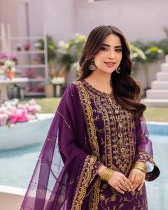 Salwar Kameez Tradicional Étnico de Seda y Algodón para Mujer, Personalizado por el Fabricante, con Estampado Metálico, Prenda Elegante FI-AVD-583 - Product Image 5