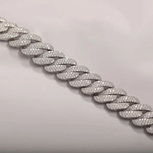 Collier Hip Hop en argent sterling 925, chaîne cubaine de 15 mm avec diamants VVS, pour hommes - Product Image 3