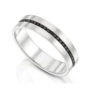 Black Round Cut Diamond Channel Setting Eternity Wedding Band For <b>Men</b> - Product Image 2