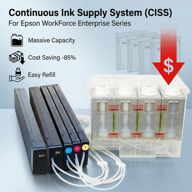 Continuous Ink Supply System for Epson WF-C20590 C21000 Printers Refill High-Capacity Reliable CISS Ink System for Epson