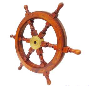 Handicrafts <b>Wooden</b> Ship Wheel <b>Wall</b> Hanging Showpiece <b>Wooden</b> Ship Wheel <b>Decor</b> 12 Inch - Product Image 3