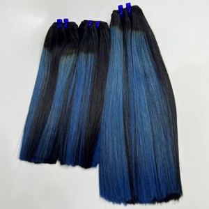 EXTENSIONS DE VRAIS CHEVEUX HUMAINS DROITS EN OS BLEU BRILLANT POUR LA FABRICATION DE PERRUQUES - Product Image 5