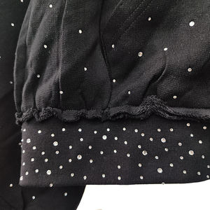 Sudadera con capucha Boxy Fit con cremallera completa de algodón pesado negro para hombre con diseño personalizado de diamantes de imitación - Product Image 4