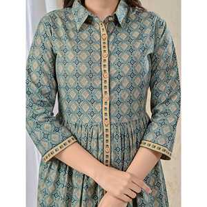 Vestido Largo Estampado de Algodón Verde Mar, Talla Única, Estilo Casual Elegante y Moderno, Natural y Transpirable para Usar en Fiestas Diurnas, 5XL - Product Image 2