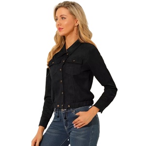 <b>WOMEN'S</b> FAUX LEATHER <b>JACKET</b> <b>SUEDE</b> SPREAD COLLAR BUTTON UP FAUX <b>JACKET</b> <b>WOMEN</b> <b>JACKETS</b> - Product Image 3