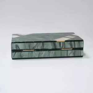 Bolso de Mano de Diseño para Mujer, Mármol Verde, Imitación de Perla, Chapado en Oro, Lujoso, con Mariposa, Conjunto Completo para Boda - Product Image 1